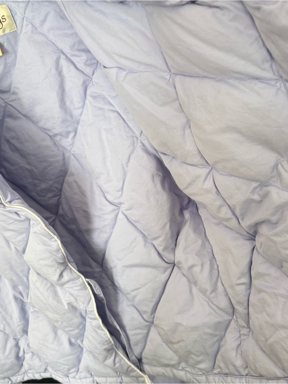 Lavender Quilted Goose Down Wrap Puffer Jacket - Picture 12 of 12